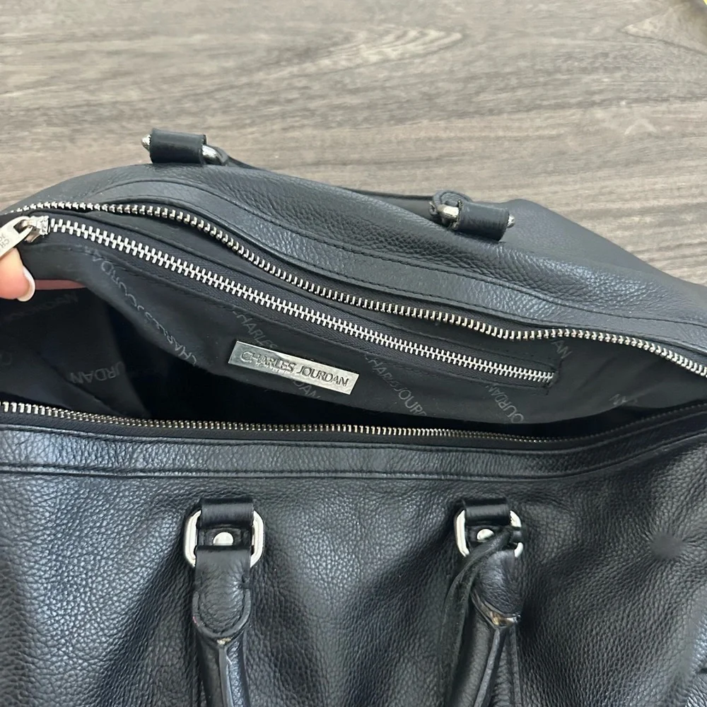 Charles Jourdan Black‎ Leather Duffel Bag